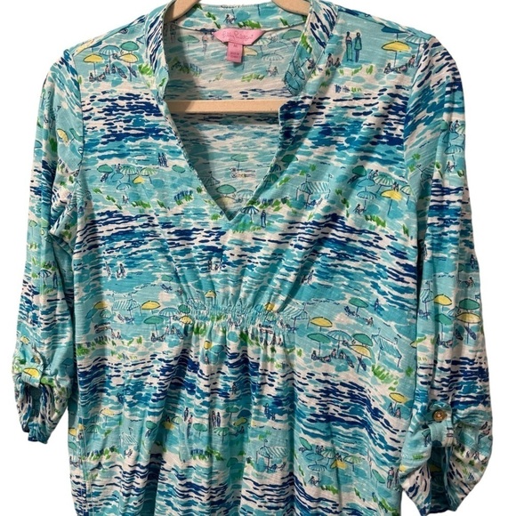 Lilly Pulitzer Women’s Beach Scene Print Size Medium - Picture 2 of 7